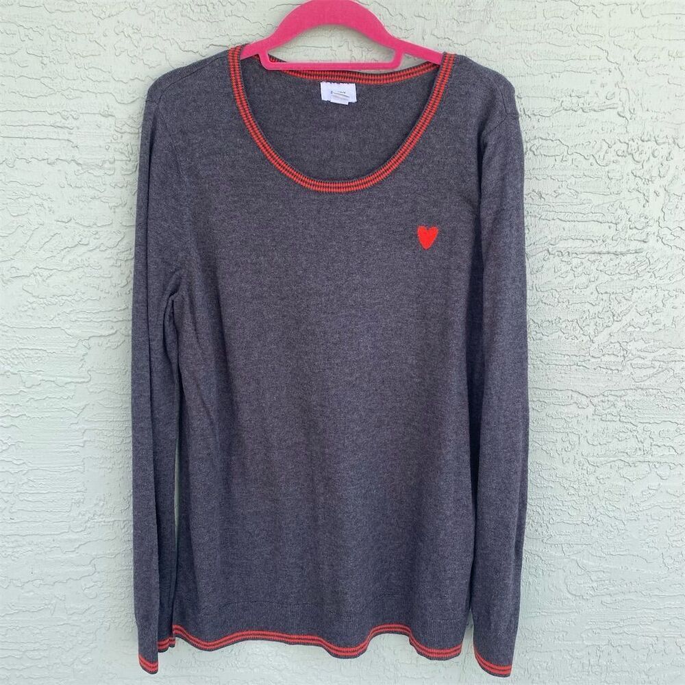 Old Navy Women's XL Tall Gray Sweater Heart Detail Scoop Neck Pullover